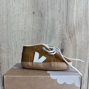 Veja Tan and White Boots with Soft Suede Material